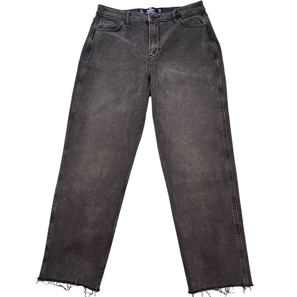 Hollister Black Mom Jeans Ultra High-Rise Raw Hem Women 7S 28X25